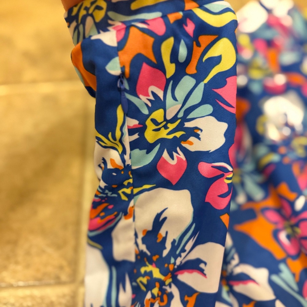 Monterey Club Floral Golf Skort Blue Pink Tropical Print‎ Side Zip XL 2911-010 - Picture 2 of 12